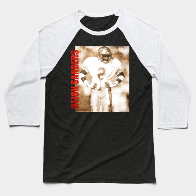 TEXTURE ART- Deion Sanders - Retro Aesthetic Fan Art Baseball T-Shirt by ZiziVintage